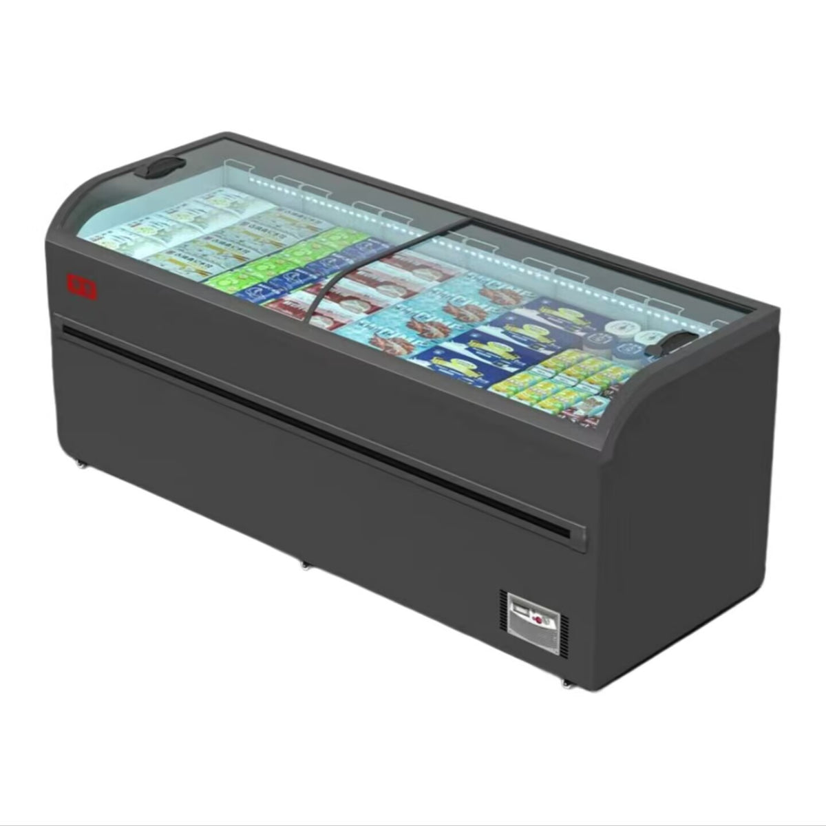 超市雪櫃商用弧形玻璃島櫃 Freezer雪櫃 內置LED光源照明 冷凍櫃玻璃櫃展示櫃 冰櫃 雪糕櫃 #大容量商用#卧式雪櫃